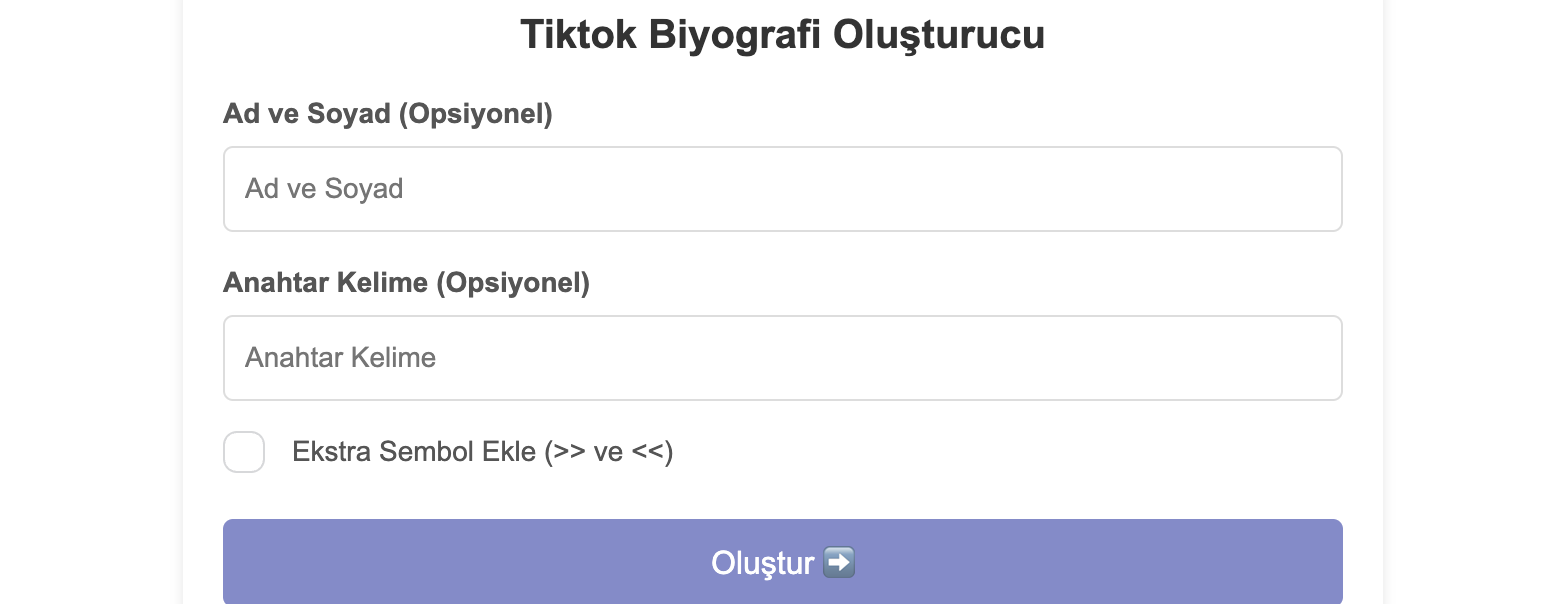 Tiktok Biyografi Oluşturucu Araç