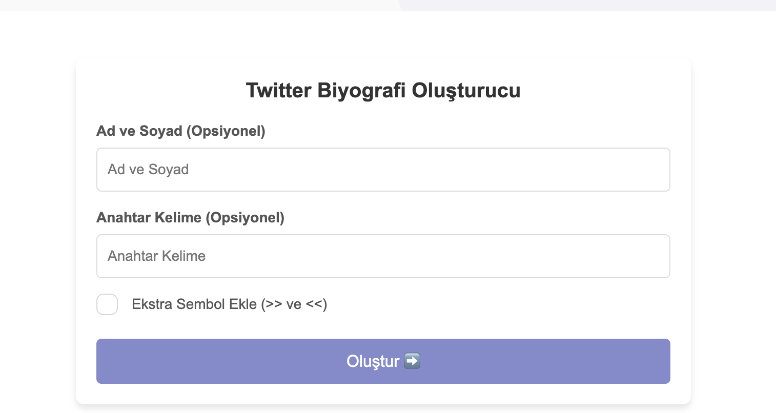Twitter X Biyografi Oluşturucu