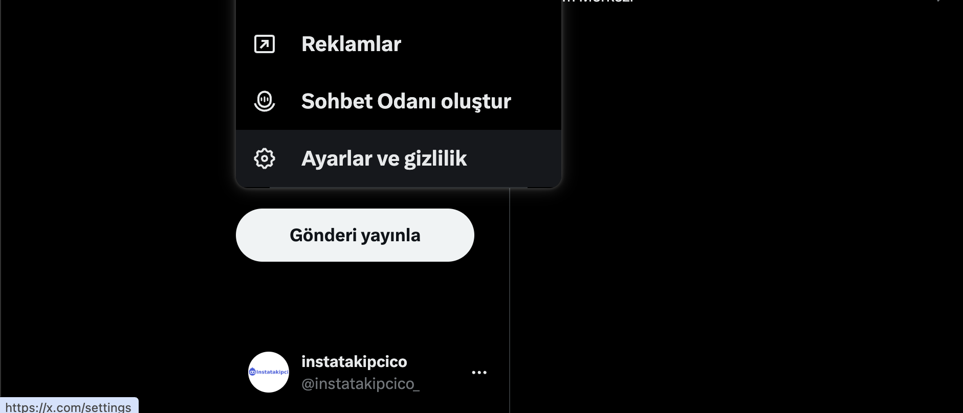 Twitter (X) Hesabı Kalıcı Dondurma (X) Adım 1